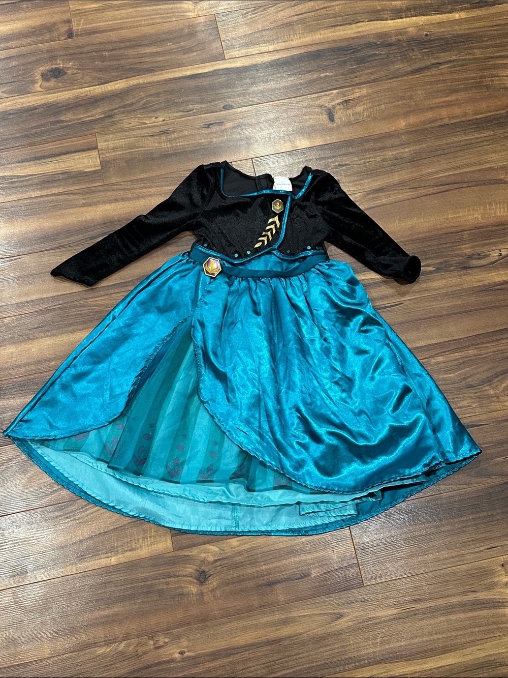 Girls Frozen Anna Teal and Black Princess Costume Dress